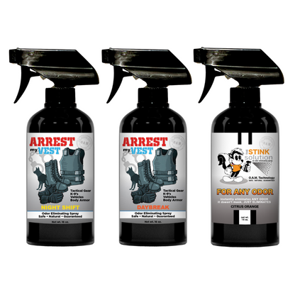 Buy 2 Get 1 FREE 16 oz Spray - Two Arrest My Vest Sprays + 1 The Stink Solution Spray of Choice | Odor Eliminating Spray