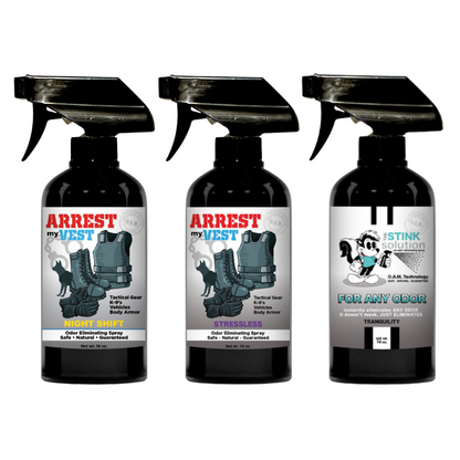Buy 2 Get 1 FREE 16 oz Spray - Two Arrest My Vest Sprays + 1 The Stink Solution Spray of Choice | Odor Eliminating Spray