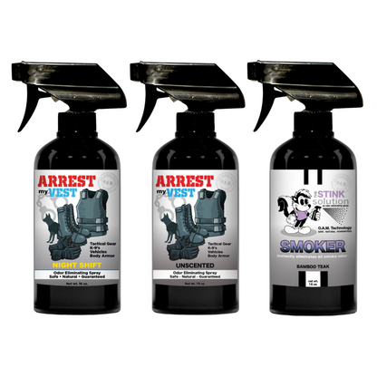 Buy 2 Get 1 FREE 16 oz Spray - Two Arrest My Vest Sprays + 1 The Stink Solution Spray of Choice | Odor Eliminating Spray