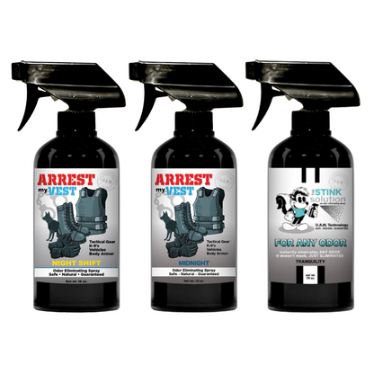 Buy 2 Get 1 FREE 16 oz Spray - Two Arrest My Vest Sprays + 1 The Stink Solution Spray of Choice | Odor Eliminating Spray