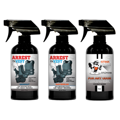 Buy 2 Get 1 FREE 16 oz Spray - Two Arrest My Vest Sprays + 1 The Stink Solution Spray of Choice | Odor Eliminating Spray