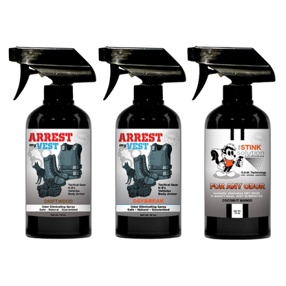 Buy 2 Get 1 FREE 16 oz Spray - Two Arrest My Vest Sprays + 1 The Stink Solution Spray of Choice | Odor Eliminating Spray