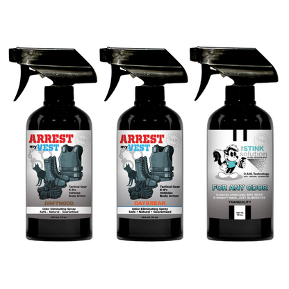 Buy 2 Get 1 FREE 16 oz Spray - Two Arrest My Vest Sprays + 1 The Stink Solution Spray of Choice | Odor Eliminating Spray