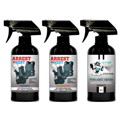Buy 2 Get 1 FREE 16 oz Spray - Two Arrest My Vest Sprays + 1 The Stink Solution Spray of Choice | Odor Eliminating Spray