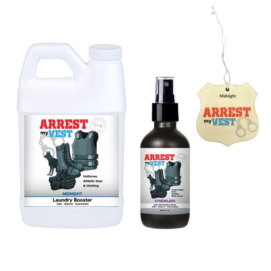 Sample Bundle - 1 Odor Eliminating Spray 4 oz, 1 Mini Laundry Booster 8 oz, + 1 Car Air Freshener