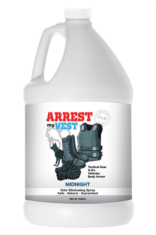 Natural Odor Eliminating Spray for Law Enforcement, Police Officers, & First Responders. Removes sweat and other foul odors from bulletproof vest, tactical gear, duty belts, boots, and more. Safe, non-toxic, enzyme-free formula.