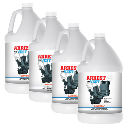 Natural Odor Eliminating Spray for Law Enforcement, Police Officers, & First Responders. Removes sweat and other foul odors from bulletproof vest, tactical gear, duty belts, boots, and more. Safe, non-toxic, enzyme-free formula.