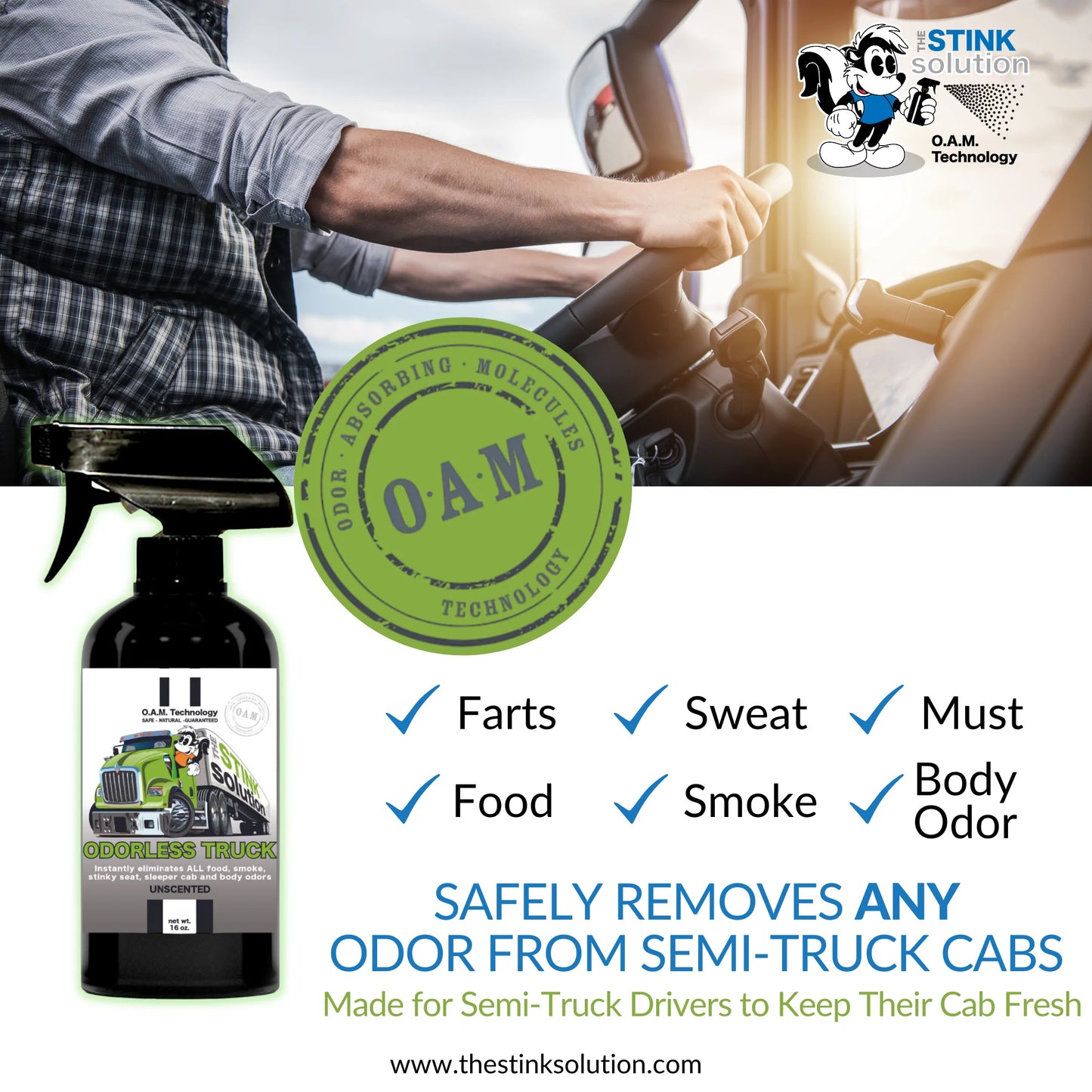 Odorless Trucker - Truck Driver Odor Eliminating Spray 16 oz.